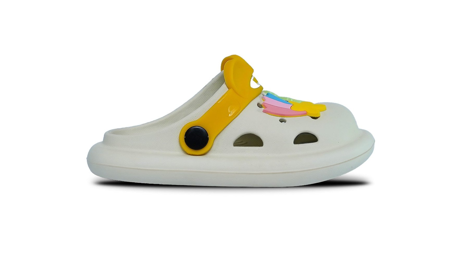 Rainbow Wave Clogs in White