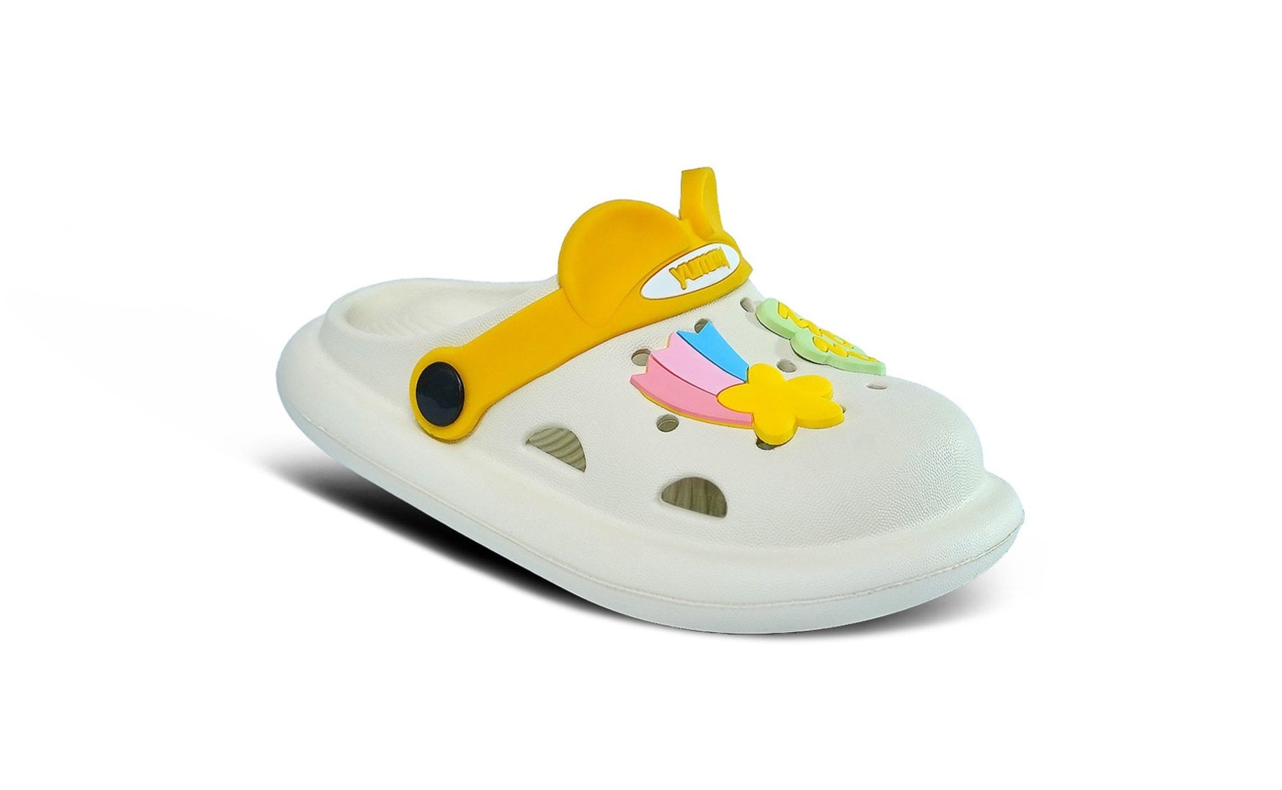 Rainbow Wave Clogs in White